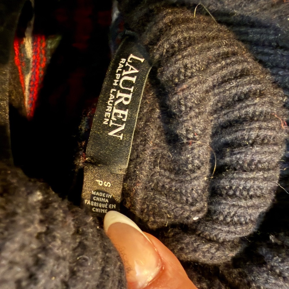 Ralph Lauren Navy and Purple Patterned Turtleneck Sweater - Picture 3 of 4